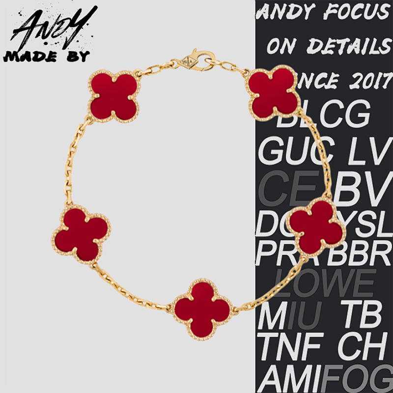 Van Ruby Five Flower Bracelet Rose Gold