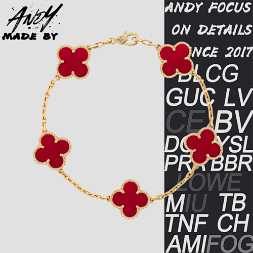 Van Ruby Five Flower Bracelet Rose Gold