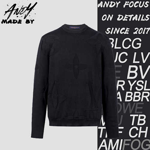 L V Crewneck Long-sleeved All-over Jacquard Knit Sweater