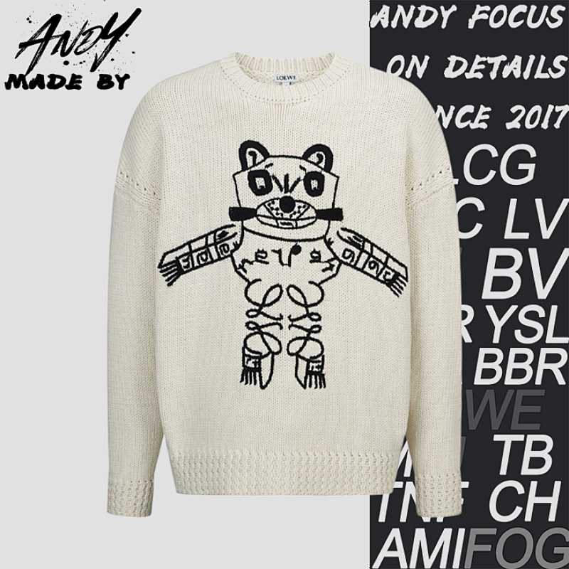 Cartoon Doll Embroidered Knitted Pullover