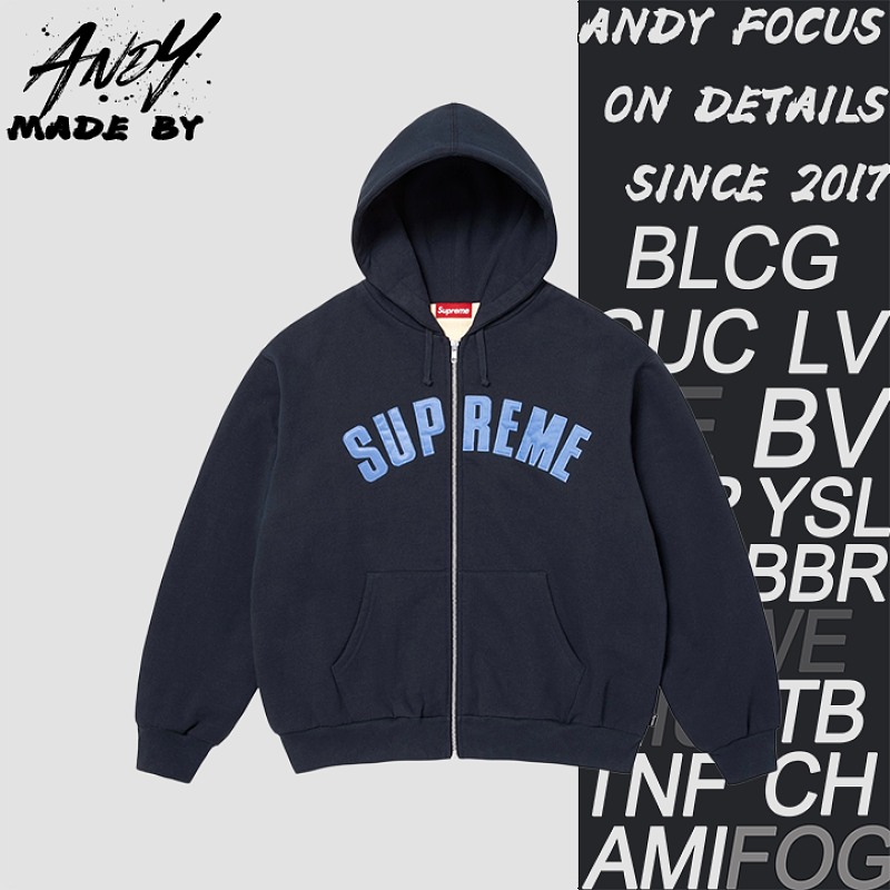Supreme Applique Letter Embroidered Zipper Jacket