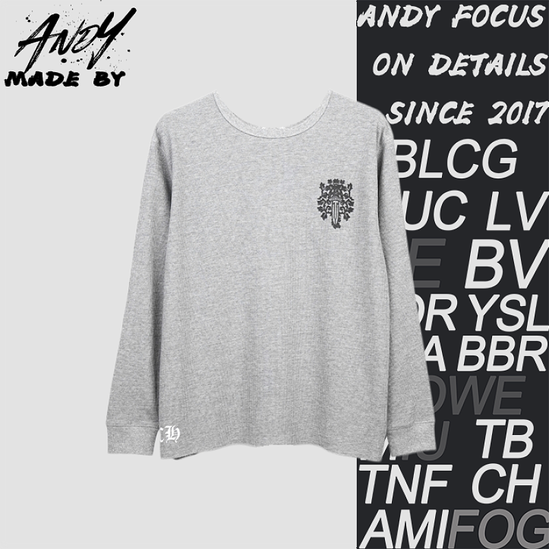 Waffle-pattern Long-sleeve With Front And Back Vine And Sword Print