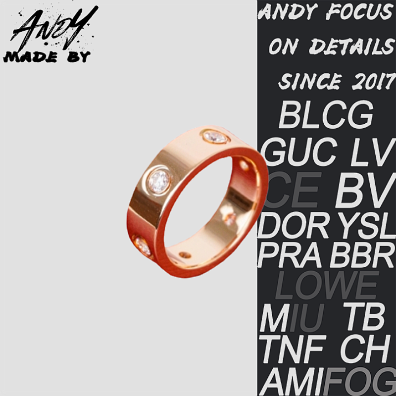 C Wide Six Diamond Ring Rose Gold