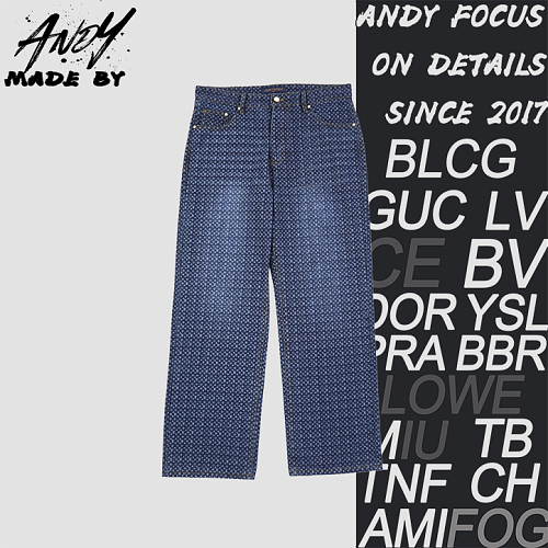 Louis Vuitton Full Monogram Wide-Leg Denim Jeans