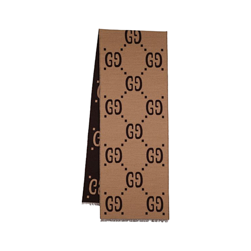 Gucci Gucc-I Cashmere Scarf Brown Beige