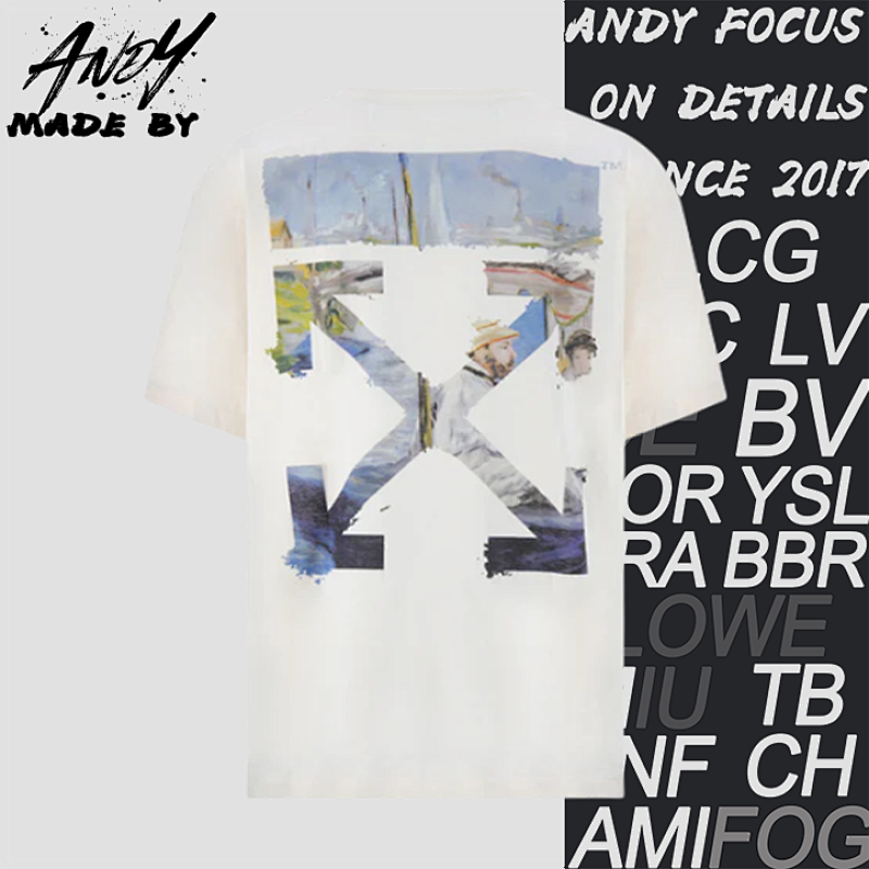 O FF Watercolor Oil Painting Arrow Print Short Sleeves