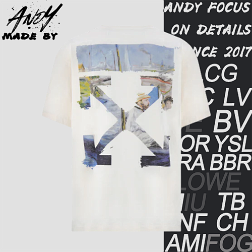 O FF Watercolor Oil Painting Arrow Print Short Sleeves