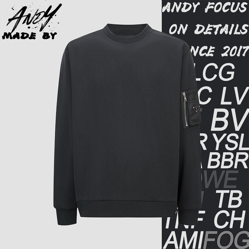 Prada Oversized Nylon Sleeve Pocket Sweatshirt