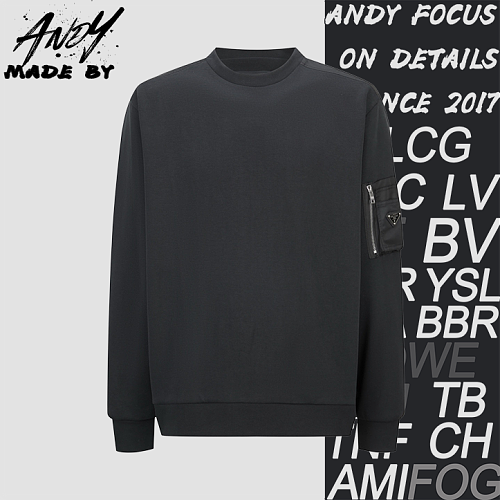 Prada Oversized Nylon Sleeve Pocket Sweatshirt