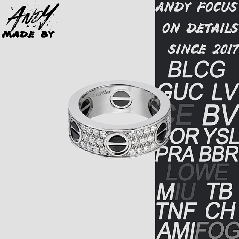C Black Nail Full Diamond Ring White Gold