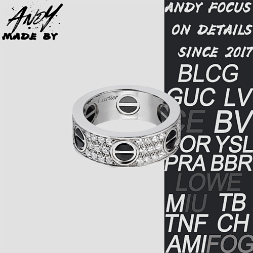 C Black Nail Full Diamond Ring White Gold