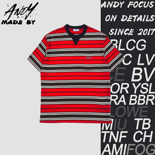 Prd Striped Drop-Shoulder Short Sleeve - Red