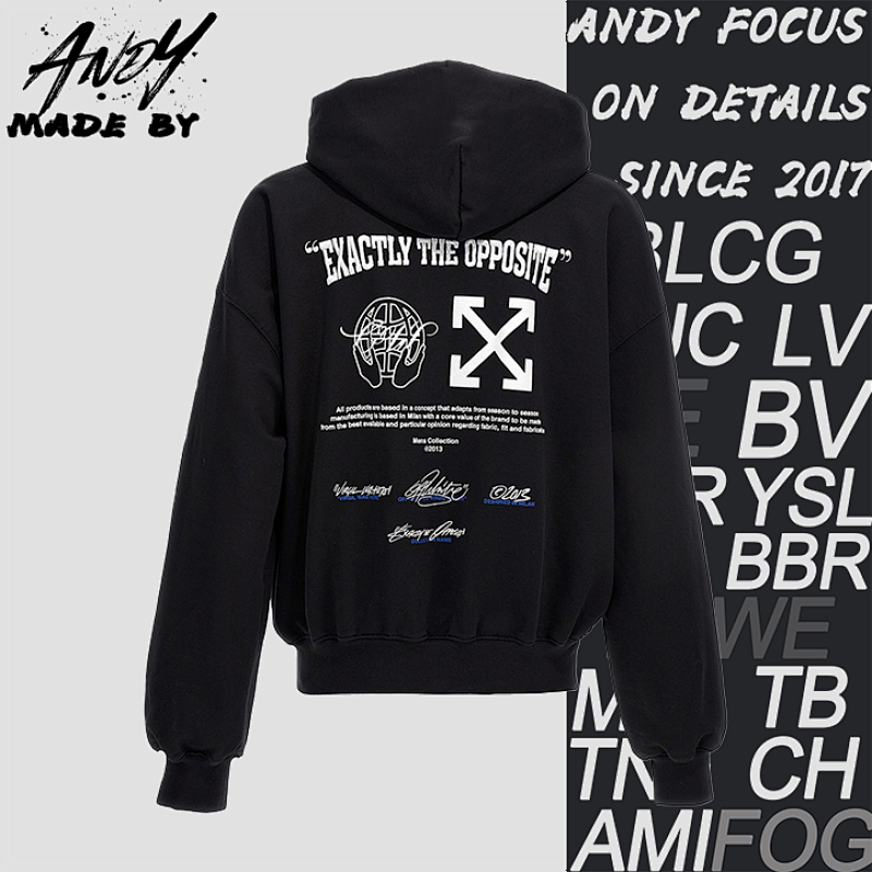 OF F Blue Arrow Earth Print Hoodie