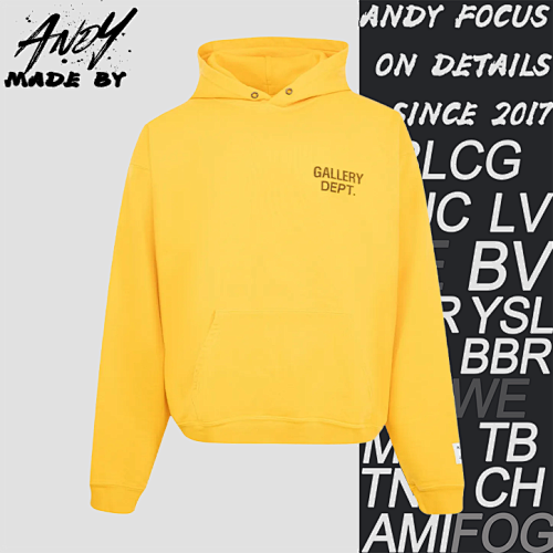 G D Yellow Hooded Sweatshirt With English Lettering