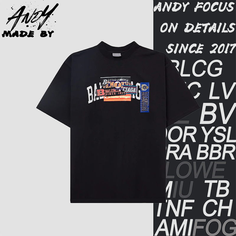 Layered Sticker Print Short Sleeve