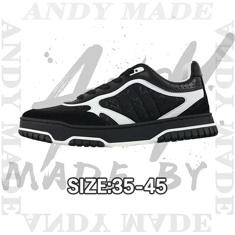 Gucci G Ucci Re-Web Leather SneakersLow-top All-match White Sports Sneakers