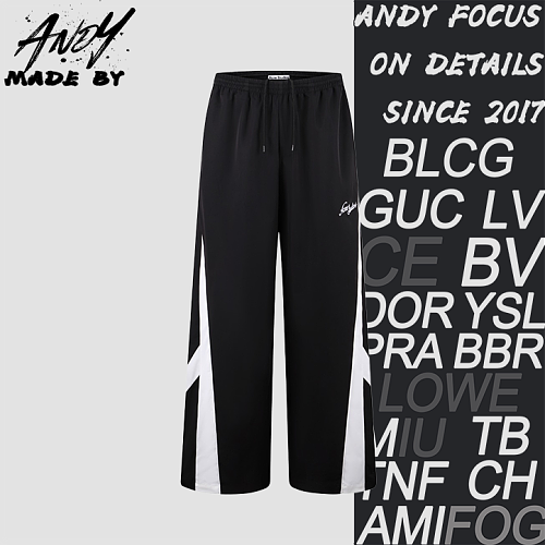 Tech Fabric Embroidered Loose Casual Pants