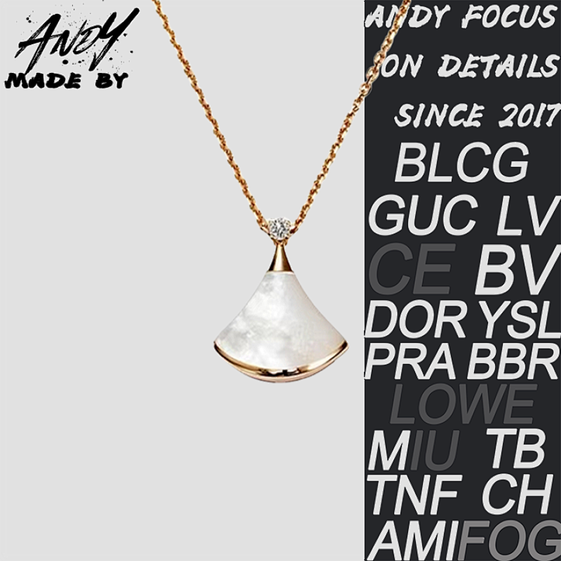 B Classic Small Fan Beimu Necklace White Rose Gold