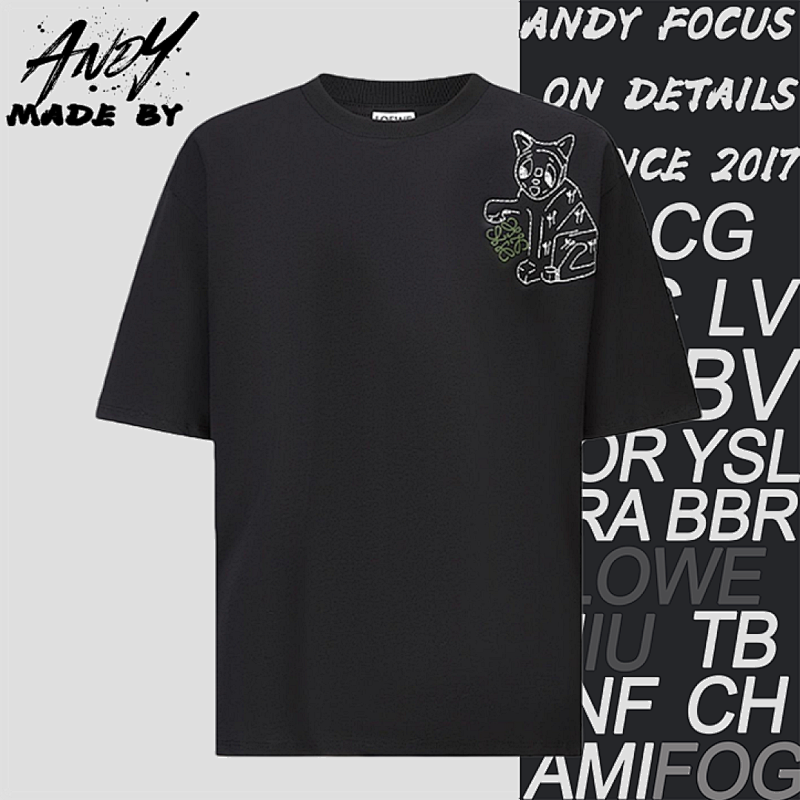 Porcelain Big Cat Short-Sleeve T-Shirt Black