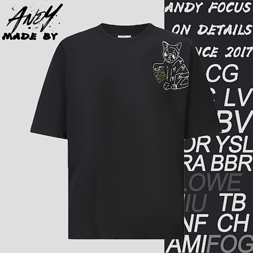Porcelain Big Cat Short-Sleeve T-Shirt Black
