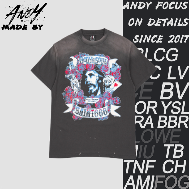 Saint Michael Rose Jesus Print Short-Sleeve