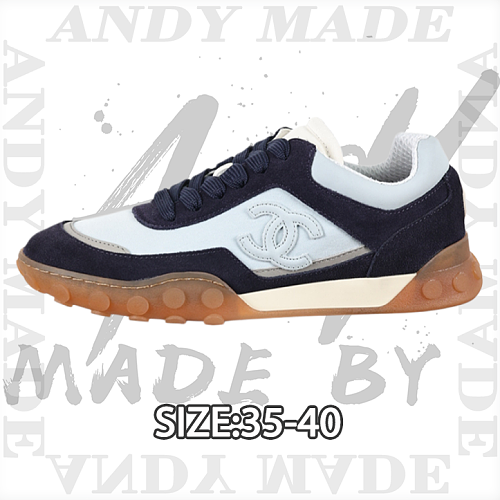 Calfskin & Suede Round-Toe Lace-Up Casual Shoes Blue