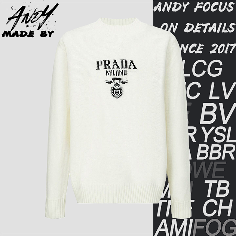 Prada Jacquard Logo Knit Pullover