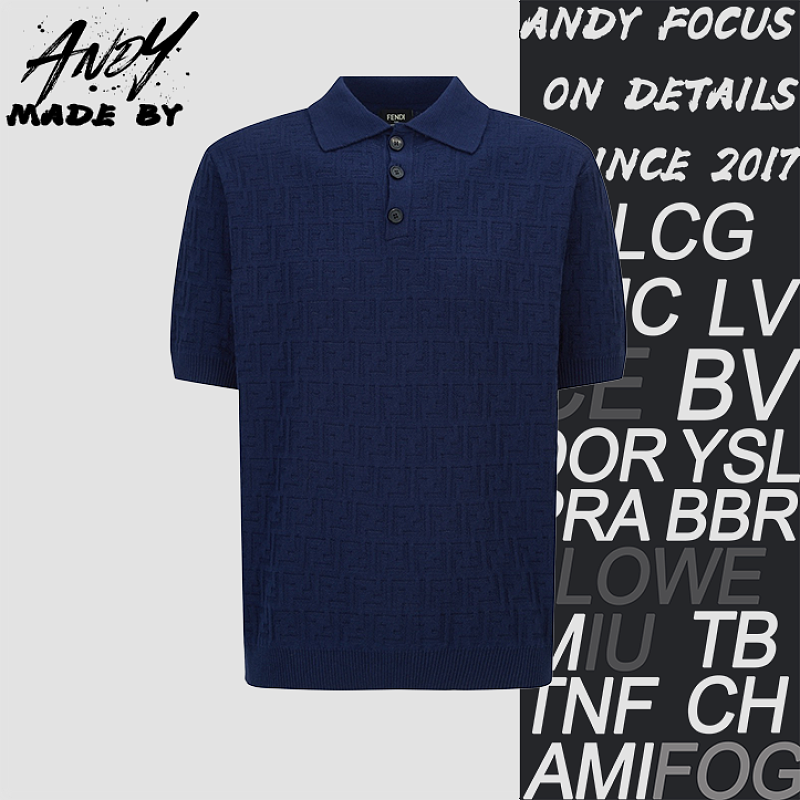 Double-F Jacquard Logo Knit Polo Shirt