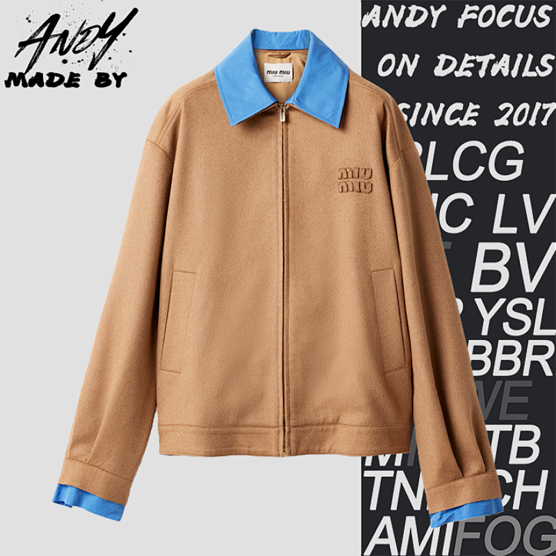 Camel Hair Color-blocked Jacket