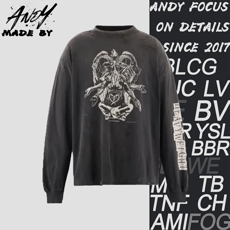 33 270CNYS M Ram's Head And Devil Print Long-sleeved Shirt