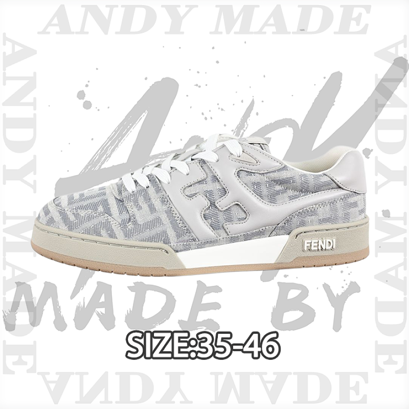 Fendi Fashion Sneakers Light Gray Jacquard All-over Print