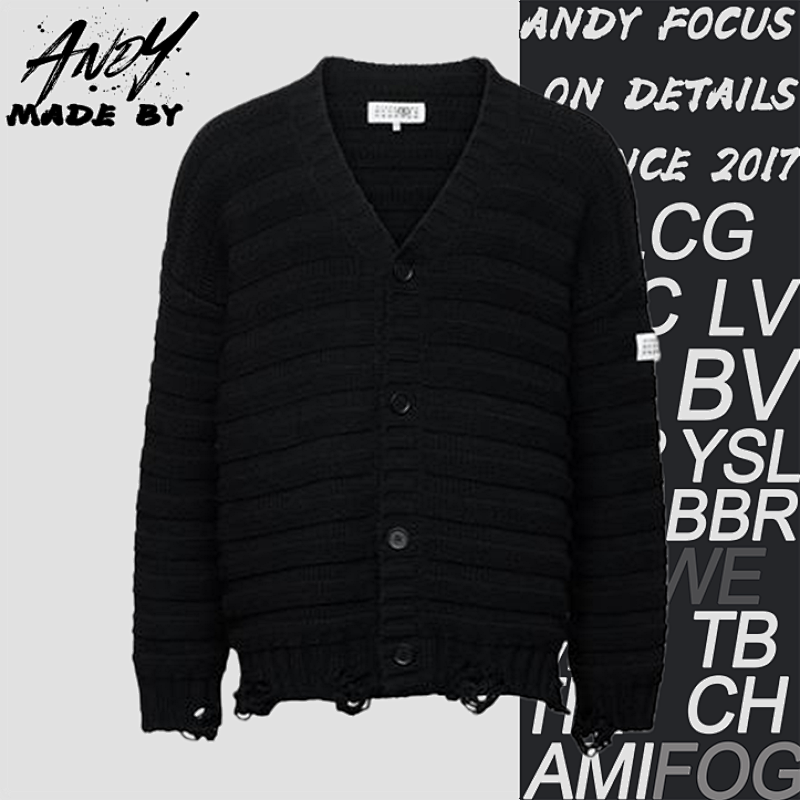 MM6 Wool Blend Distressed Cardigan