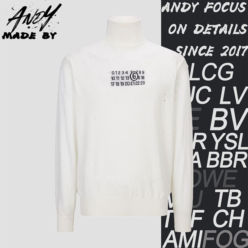 Distressed Knit Jacquard Turtleneck Pullover