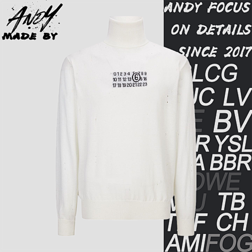Distressed Knit Jacquard Turtleneck Pullover
