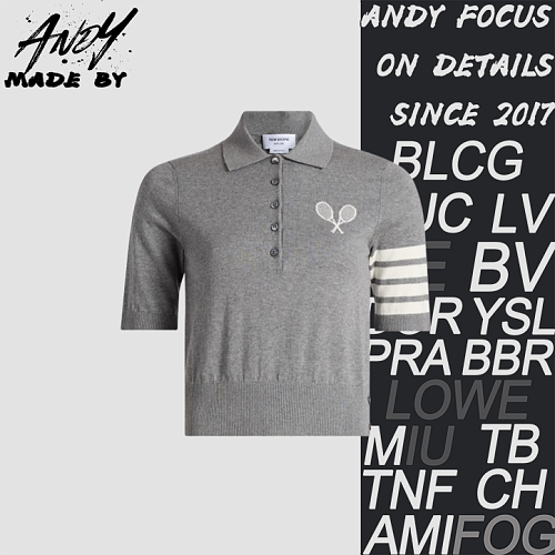 TB Tennis Racquet Five Button Polo Short Sleeve