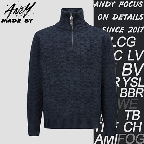 Louis Vuitton Checkerboard Half-Zip Sheep Sweater