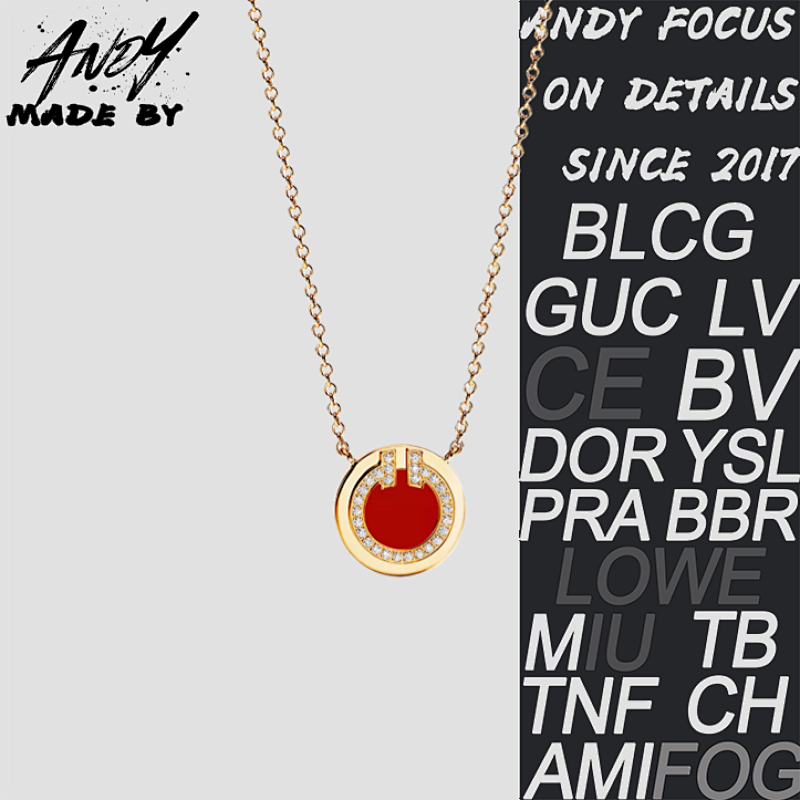 Circle Double T Carnelian Necklace