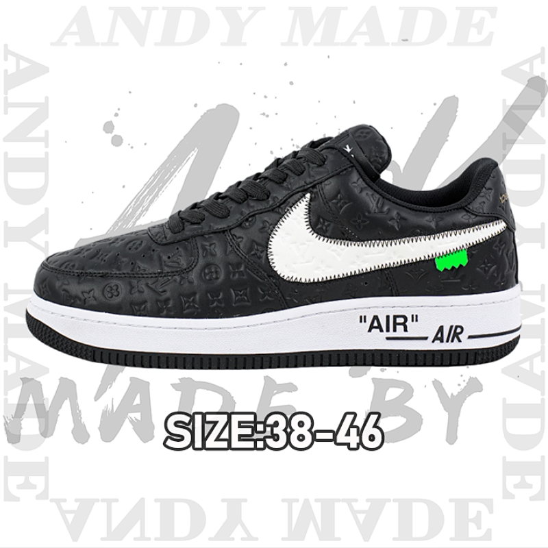L V X Nike Air Force1Low Air Force Heavy Joint Brand Printed Black