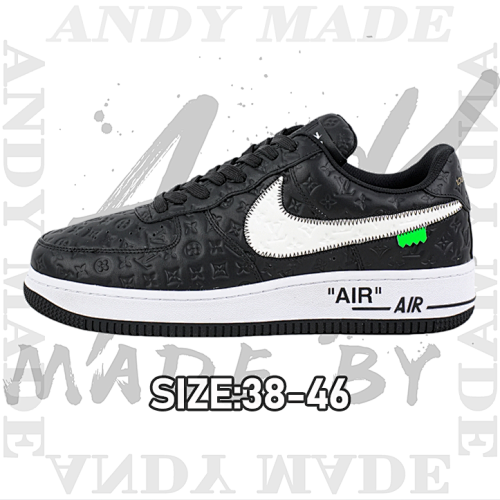 L V X Nike Air Force1Low Air Force Heavy Joint Brand Printed Black