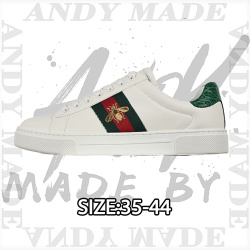 Gucci Ace Leather Round Toe Lace-up Non-slip Low-top Sneakers