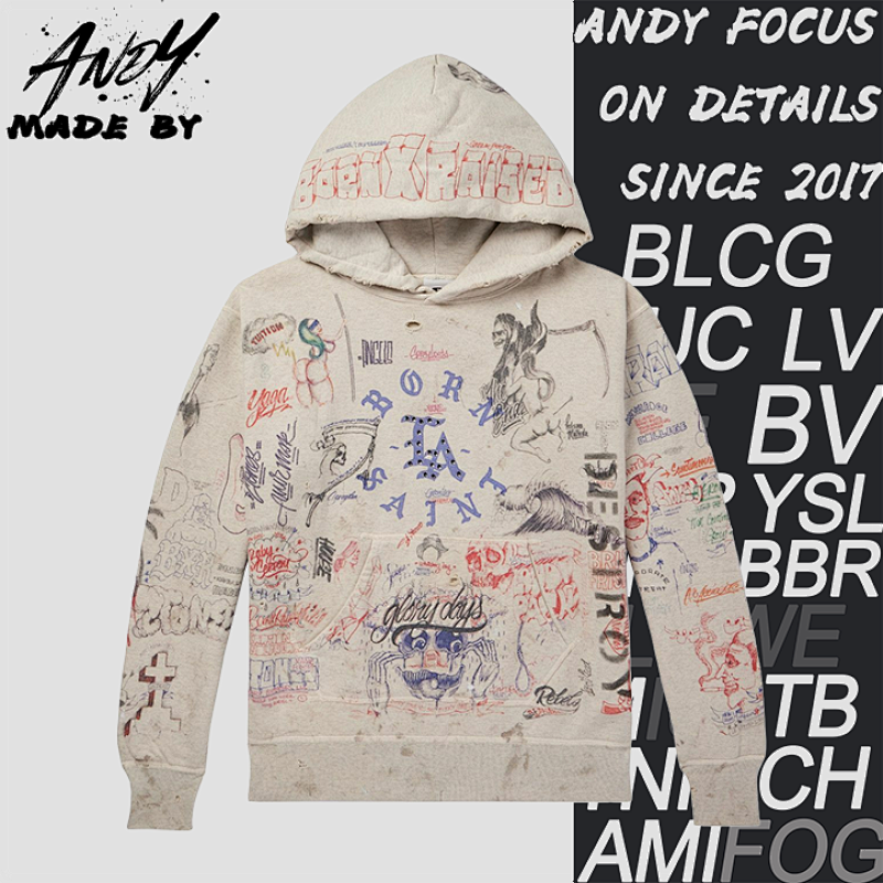 S M LA Diamond All-over Graffiti Hoodie