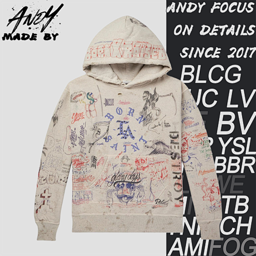 S M LA Diamond All-over Graffiti Hoodie