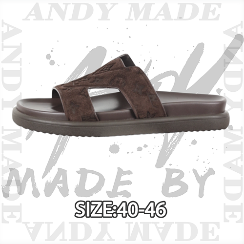 Louis Vuitton Round-toe Flat Mules Flip-flops Men's Brown