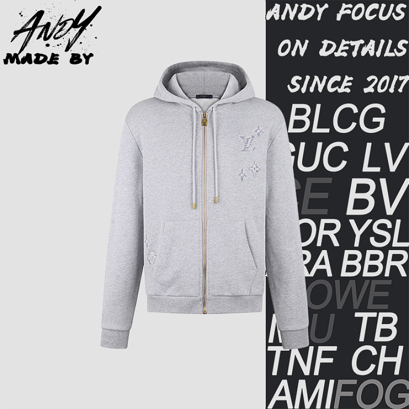 Embroidered Logo Zipper Hoodie Sweatshirt