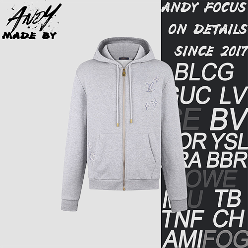 Embroidered Logo Zipper Hoodie Sweatshirt