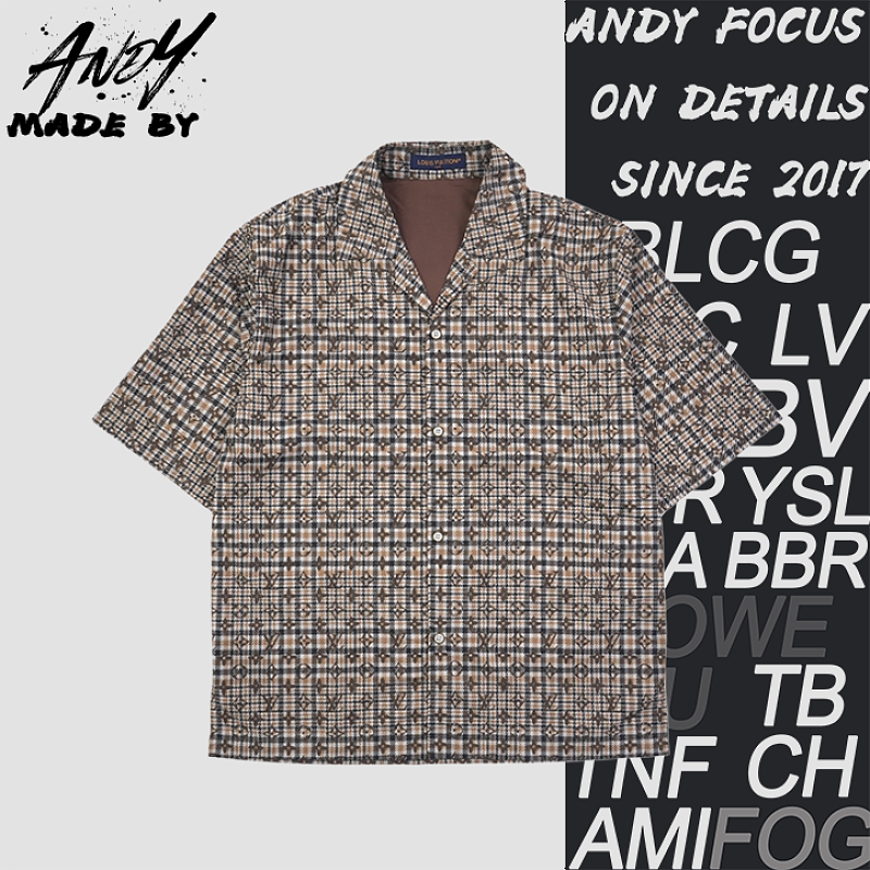 Brown Tone Vintage Plaid Short-Sleeve Shirt
