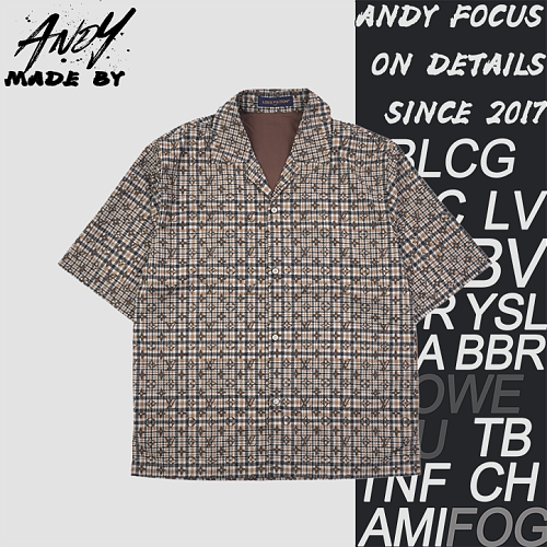 Brown Tone Vintage Plaid Short-Sleeve Shirt
