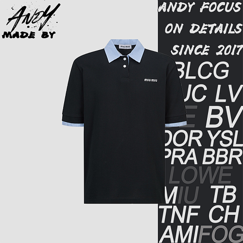 Miu Miu Plaid Shirt Collar Embroidered Polo