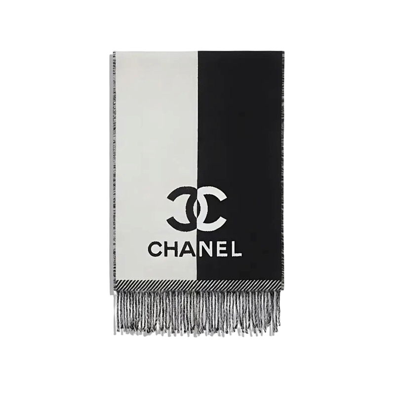 Chanel Cha Nel Black And White Scarf