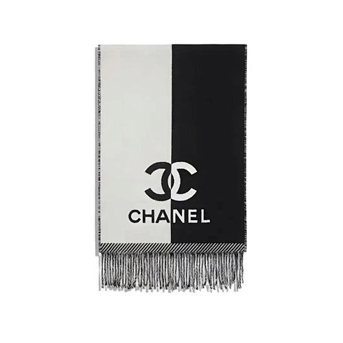 Chanel Cha Nel Black And White Scarf